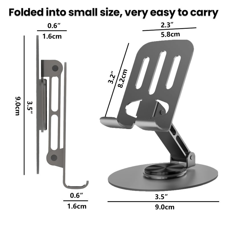 Lusosh 2PCS Cell Phone Stand, Multi-Angel Adjustable 360Â° Rotation Non-Slip Metal Phone Stand Compatible with iPone Android Smartphone and Tablet(Grey&Grey) - Image 3