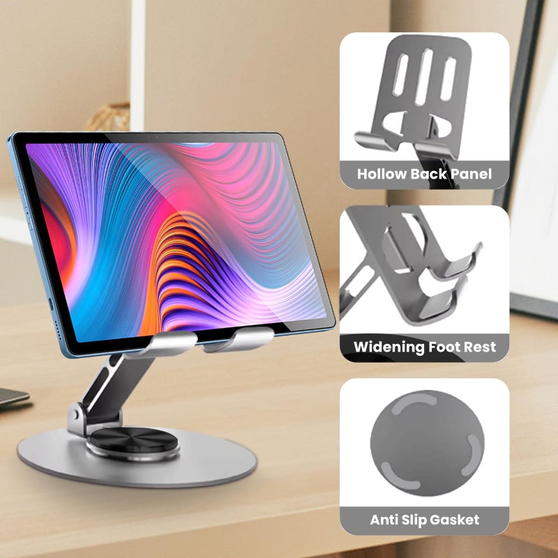 Lusosh 2PCS Cell Phone Stand, Multi-Angel Adjustable 360Â° Rotation Non-Slip Metal Phone Stand Compatible with iPone Android Smartphone and Tablet(Grey&Grey) - Image 5