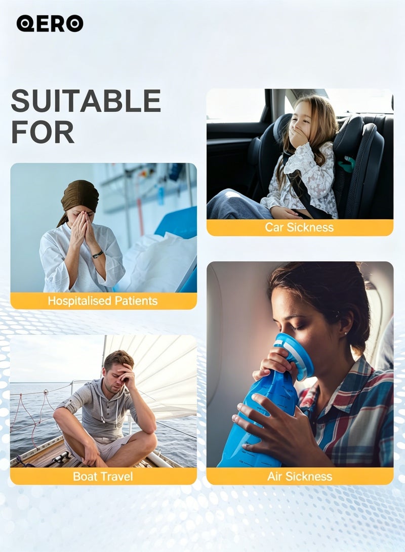 QERO 10-Pack Disposable Vomit Bags, 1000ml Emesis Bags with Wide Opening Ring for Travel, Car and Motion Sickness - Image 4