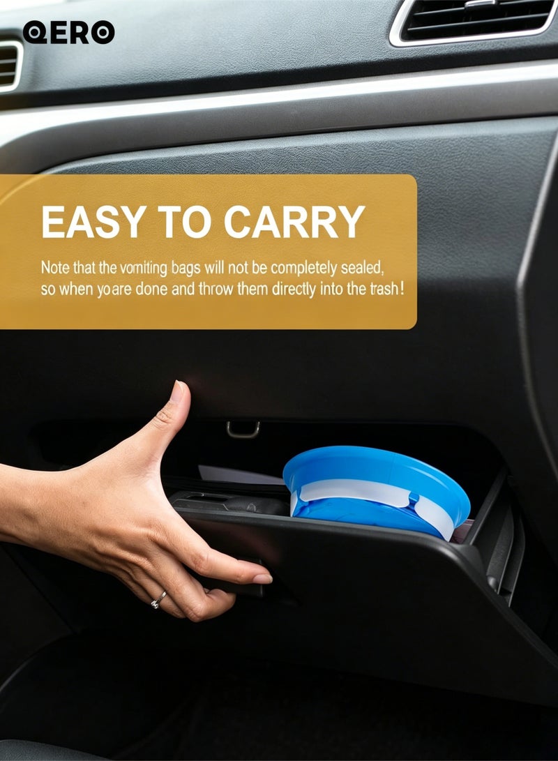QERO 10-Pack Disposable Vomit Bags, 1000ml Emesis Bags with Wide Opening Ring for Travel, Car and Motion Sickness - Image 5