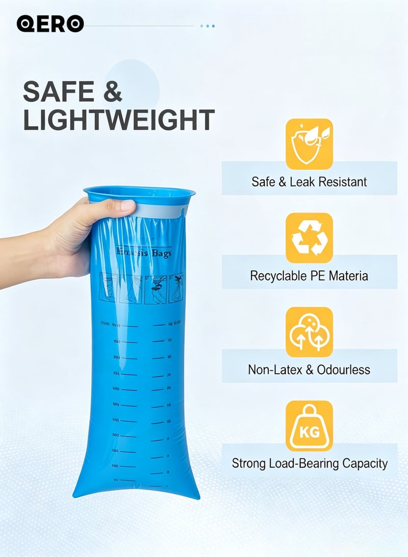 QERO 10-Pack Disposable Vomit Bags, 1000ml Emesis Bags with Wide Opening Ring for Travel, Car and Motion Sickness - Image 3