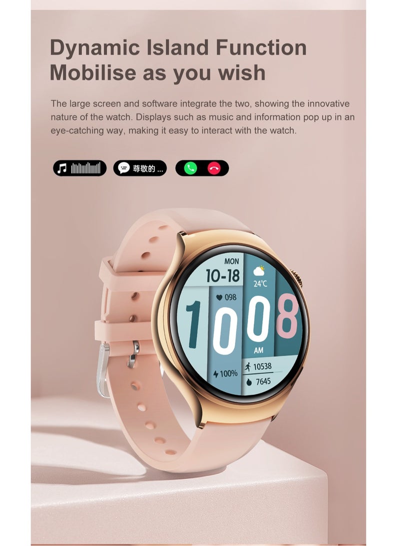 GULFLINK High Quality M11 Smart Watch 1.27 Inch HD Screen 100+ Sports Modes All Day Heart Rate Monitoring Smartwatch For Women- Pink and Brown - Image 4