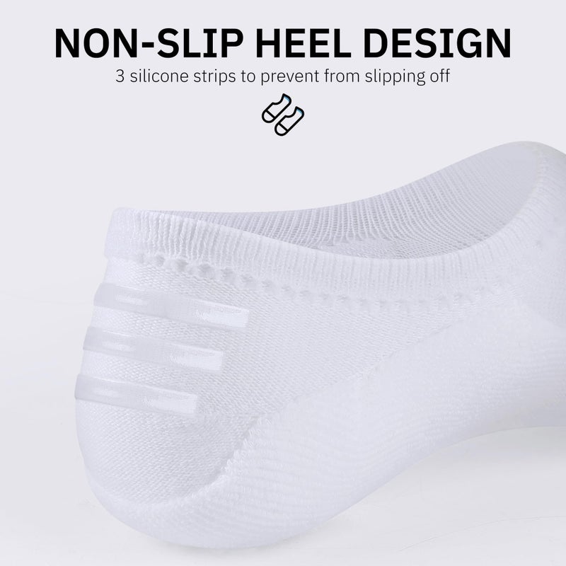 CLOSEMATE No Show Ankle Socks for Women Cushioned Low Cut Non Slip with Silicone Grips 6 Pairs(6White, Size M) - Image 4