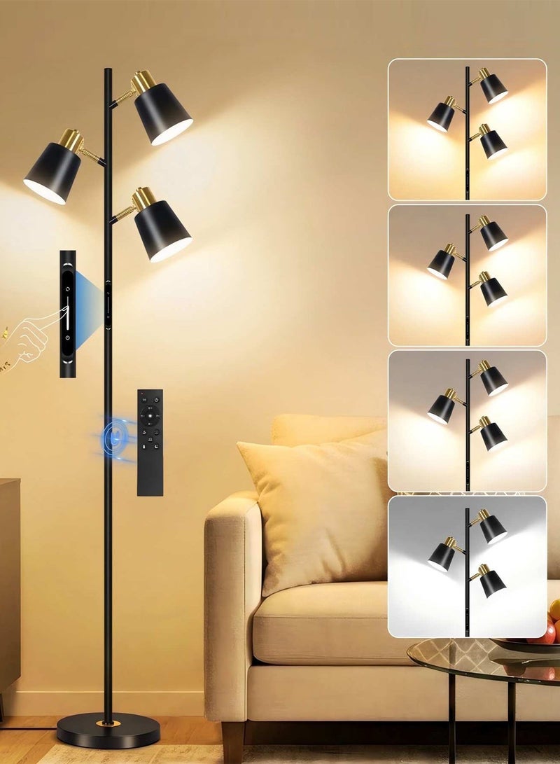 OUTON LED Tree Floor Lamp 36W, Bulbs Included,Dimmable Modern Floor Light with 4 Color Temperature, Remote & Touch Control, 1 Hour Timer, 3 Rotating Standing Lamp for Reading Living Room Bedroom Office, Black - Image 1