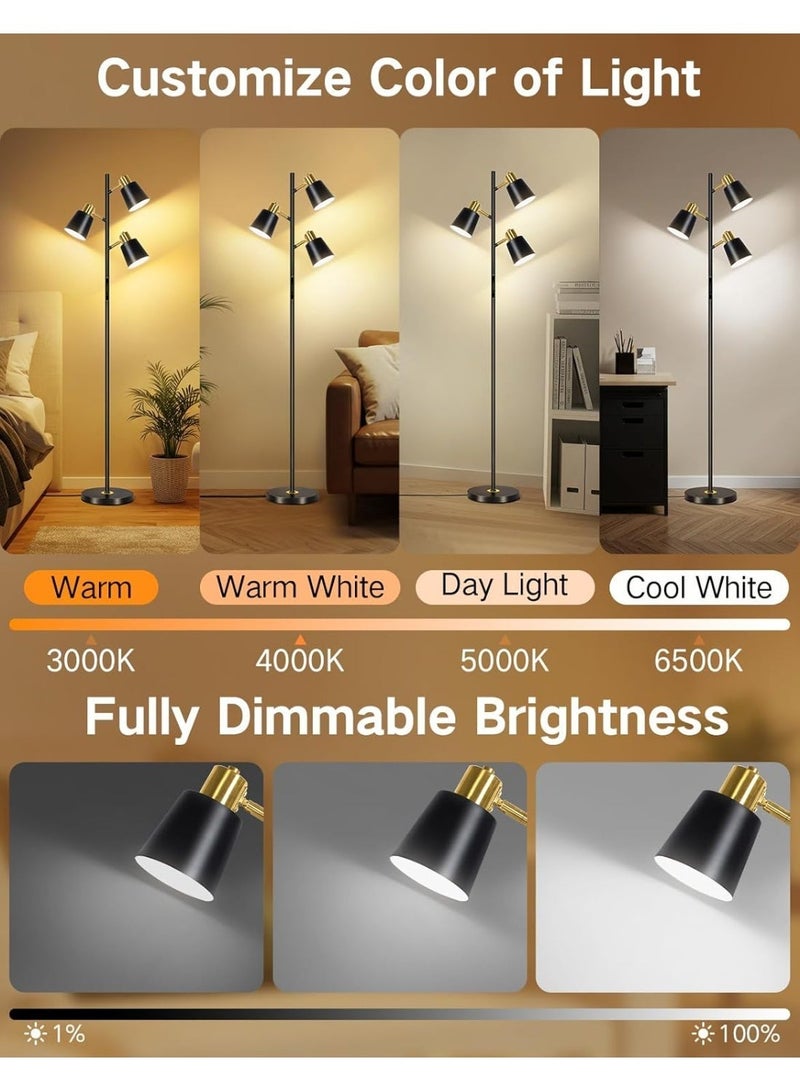 OUTON LED Tree Floor Lamp 36W, Bulbs Included,Dimmable Modern Floor Light with 4 Color Temperature, Remote & Touch Control, 1 Hour Timer, 3 Rotating Standing Lamp for Reading Living Room Bedroom Office, Black - Image 3