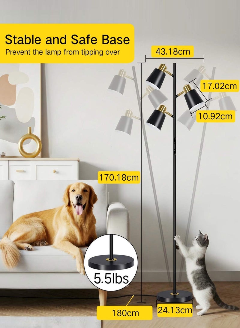 OUTON LED Tree Floor Lamp 36W, Bulbs Included,Dimmable Modern Floor Light with 4 Color Temperature, Remote & Touch Control, 1 Hour Timer, 3 Rotating Standing Lamp for Reading Living Room Bedroom Office, Black - Image 5