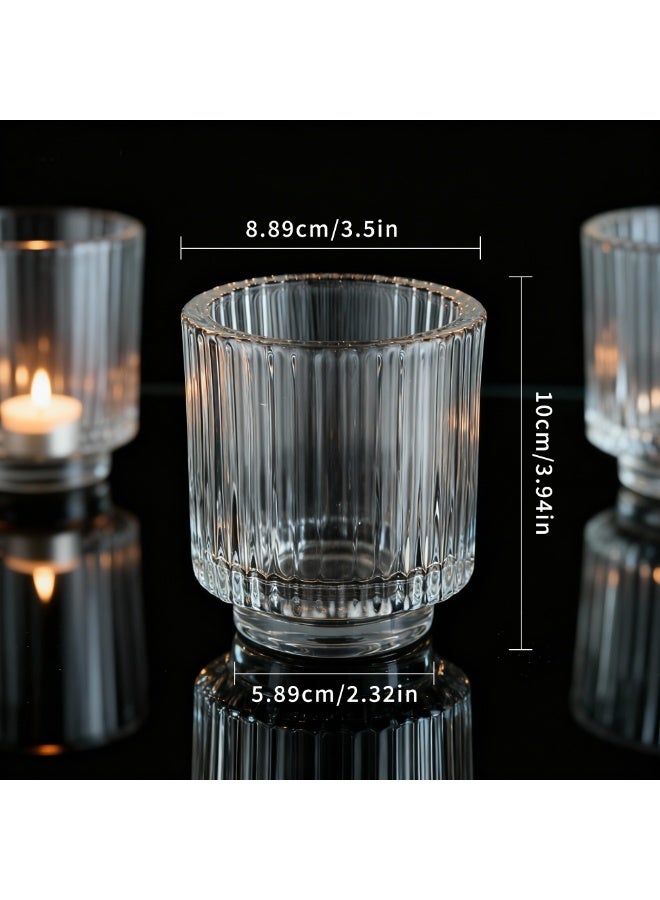 SKYLINK 6Pack Glass Votive Candle Holders, Fluted Tealight Candle Holders with Pedestal Base Decorative Candle Cups for Weddings, Table Centerpieces & Home Decor - Image 2