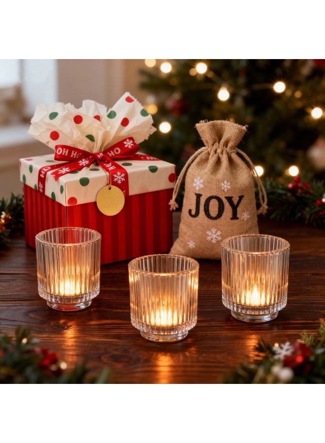 SKYLINK 6Pack Glass Votive Candle Holders, Fluted Tealight Candle Holders with Pedestal Base Decorative Candle Cups for Weddings, Table Centerpieces & Home Decor - Image 5