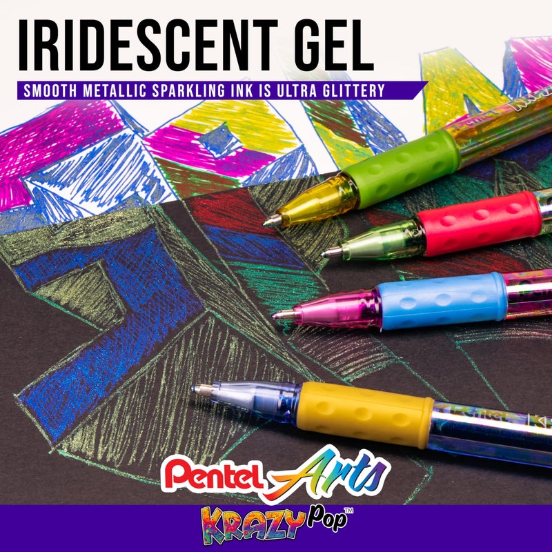 Pentel Sparkle and Krazy Pop, Metallic Gel Ink Pen, (1.0mm), Bold Line, Assorted Ink Colors, 12 count (K91BP12M) - Image 3