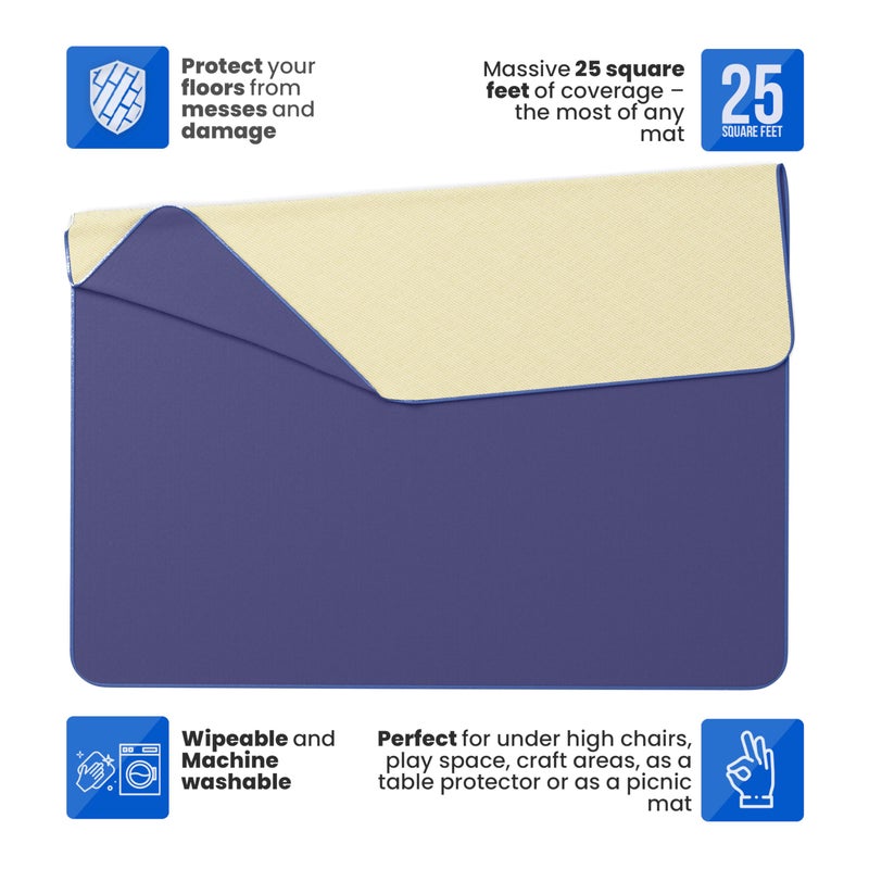 Monster Mat MonsterMat Extra Large Waterproof Splat Mat â€“ 60"x60" Super Jumbo Mess Mat for Floor & Table Protection Washable Mat for Arts, Crafts, Painting, and Playtime (Grey) (Navy Blue) - Image 3