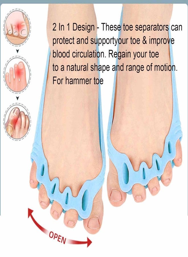 Mcvcoyh 4 Pieces Hammer Toe Spacers & Metatarsal Pads, (New Upgraded) Hammertoe Corrector Gel Toe Straighteners with 5 Separator Loops Crooked, Curled - Image 3