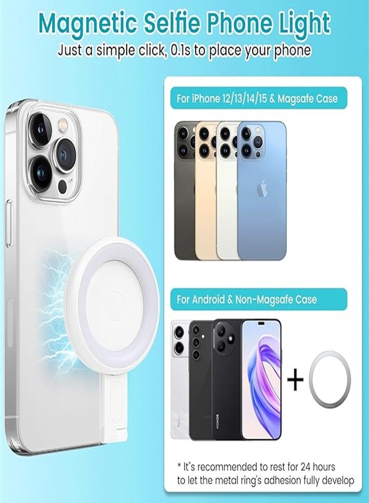 【2 in 1】New Portable Magnetic Phone Selfie Light and Holder, 3 Modes Colorful LED Fill Light for Mobile Phones, iPhones, iPads, Laptops, Suitable for Makeup, TikTok, Selfie, Vlog - Image 5