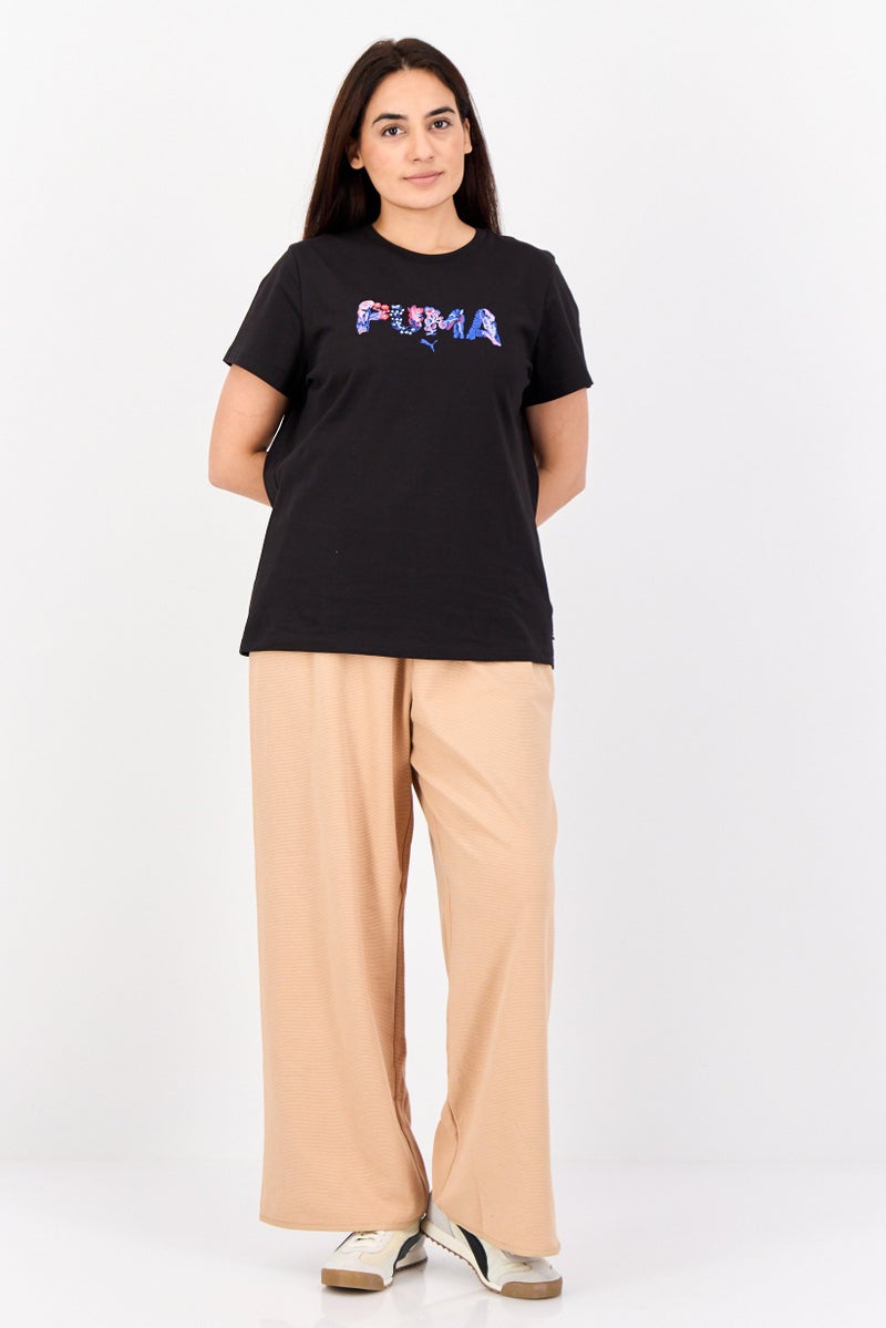 PUMA تي شيرت رياضي نسائي بأكمام قصيرة، خارجي، أسود - Image 2