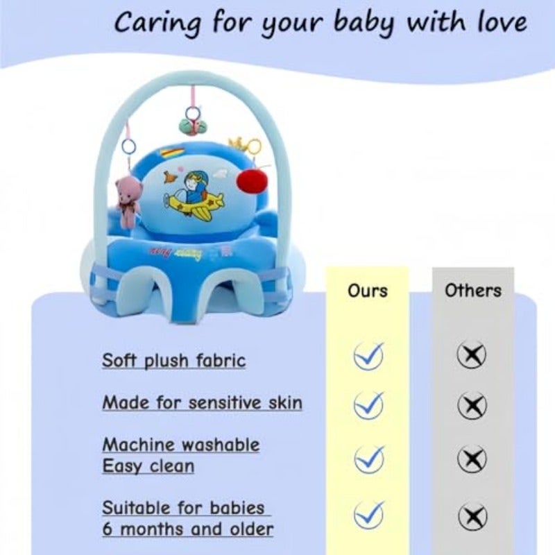 Baby Sitting Support Seat Sofa Cartoon Cute Plush Baby Seat Infant Learning Seat Portable Baby Comfortable Floor Seat Perfect Toddler Gift To Learn To Sit Plane - Image 4