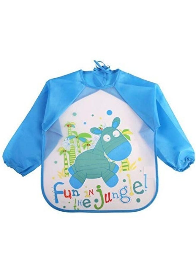 Generic Baby's Long-Sleeve Waterproof Bib for Both Eating and Drawing (Light Blue), One Size  - Image 1