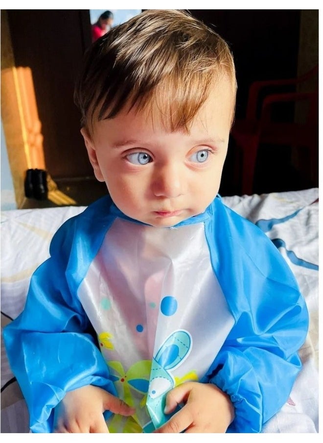 Generic Baby's Long-Sleeve Waterproof Bib for Both Eating and Drawing (Light Blue), One Size  - Image 3