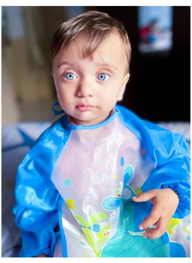 Generic Baby's Long-Sleeve Waterproof Bib for Both Eating and Drawing (Light Blue), One Size  - Image 4