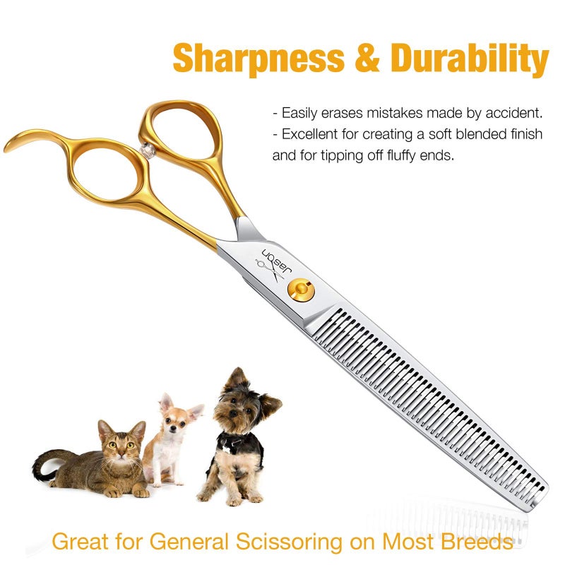 JASON 7.5" Thinning Shears for Dogs 40-Teeth Dog Grooming Blending Shear Professional Pet Thinners Blender Scissors Trimming Kit for Groomers Christmas Gift - Image 4