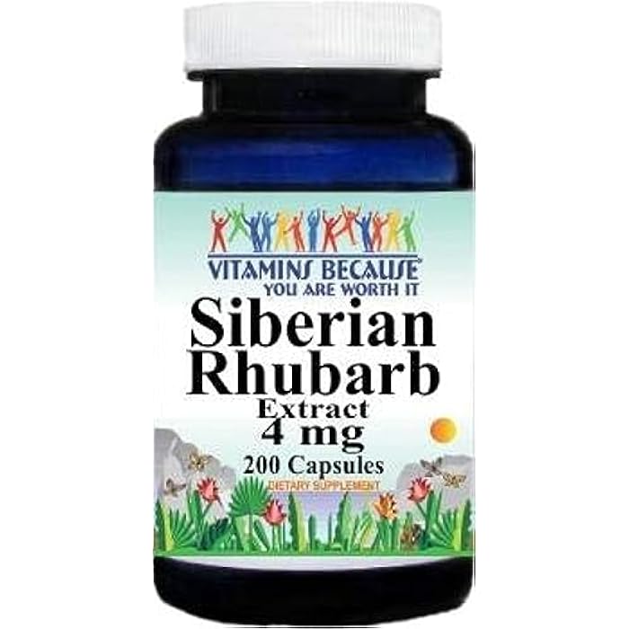 Vitamins Because Siberian Rhubarb Extract 4mg 200 Capsules Vitamins Because - Image 1