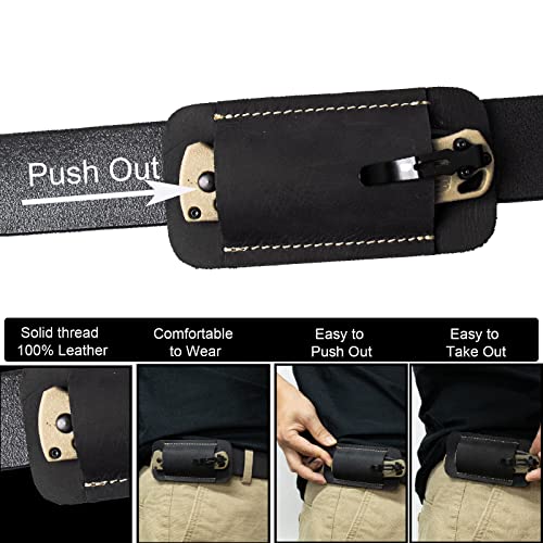 Topstache Knife Sheath, Handmade Knife Holster, Horizontal Carry Leather Sheath for Belt, EDC Pocket Organizer for Men,Size S,Black - Image 4