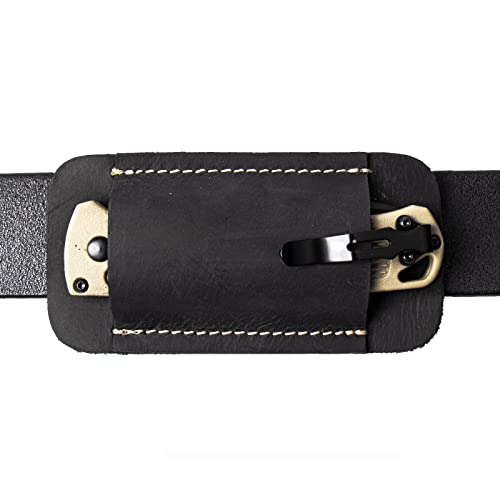 Topstache Knife Sheath, Handmade Knife Holster, Horizontal Carry Leather Sheath for Belt, EDC Pocket Organizer for Men,Size S,Black - Image 1