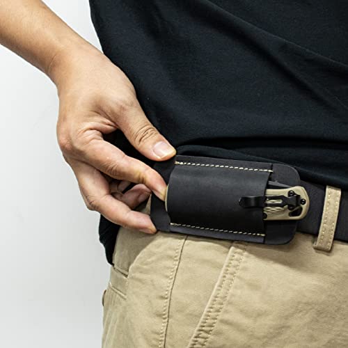 Topstache Knife Sheath, Handmade Knife Holster, Horizontal Carry Leather Sheath for Belt, EDC Pocket Organizer for Men,Size S,Black - Image 2