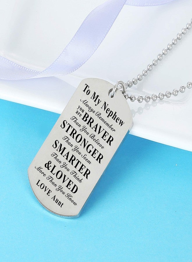 Nimteve To My Niece Nephew Inspirational Gift Jewelry Dog Tag Pendant Necklace From Aunt Uncle Nephew Necklace Niece Necklace (Aunt To Nephew Always Remember) - Image 3