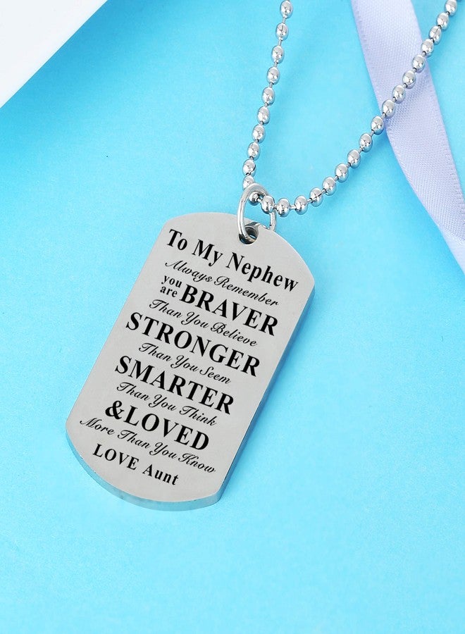 Nimteve To My Niece Nephew Inspirational Gift Jewelry Dog Tag Pendant Necklace From Aunt Uncle Nephew Necklace Niece Necklace (Aunt To Nephew Always Remember) - Image 2