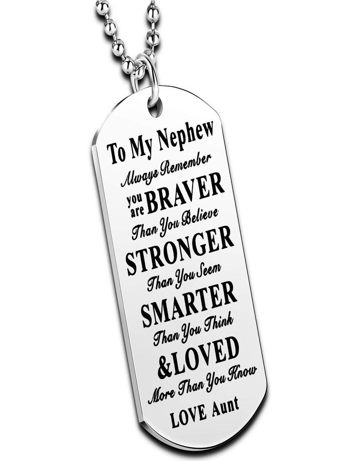 Nimteve To My Niece Nephew Inspirational Gift Jewelry Dog Tag Pendant Necklace From Aunt Uncle Nephew Necklace Niece Necklace (Aunt To Nephew Always Remember) - Image 1