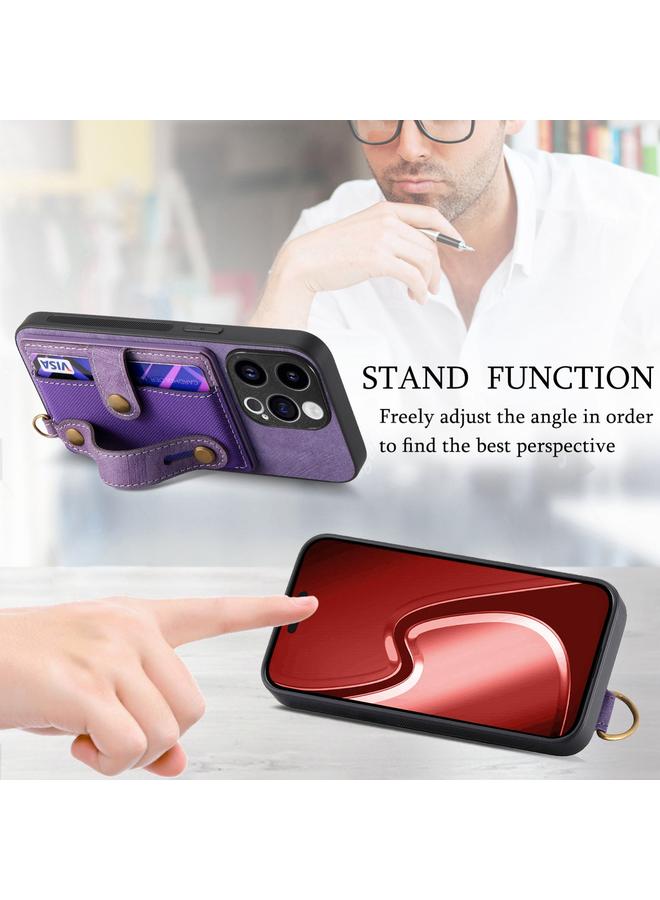 S-TOP Case For iPhone 15 Pro Max Retro Cross Wristband Wallet Leather Back Phone Case - Image 5