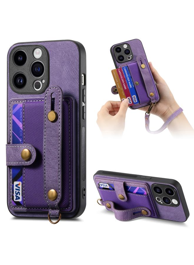 S-TOP Case For iPhone 15 Pro Max Retro Cross Wristband Wallet Leather Back Phone Case - Image 1