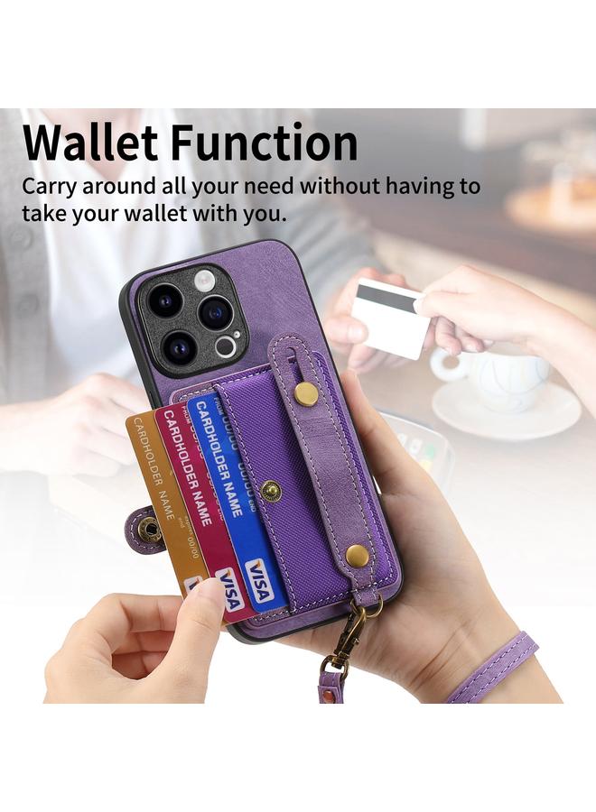 S-TOP Case For iPhone 15 Pro Max Retro Cross Wristband Wallet Leather Back Phone Case - Image 4