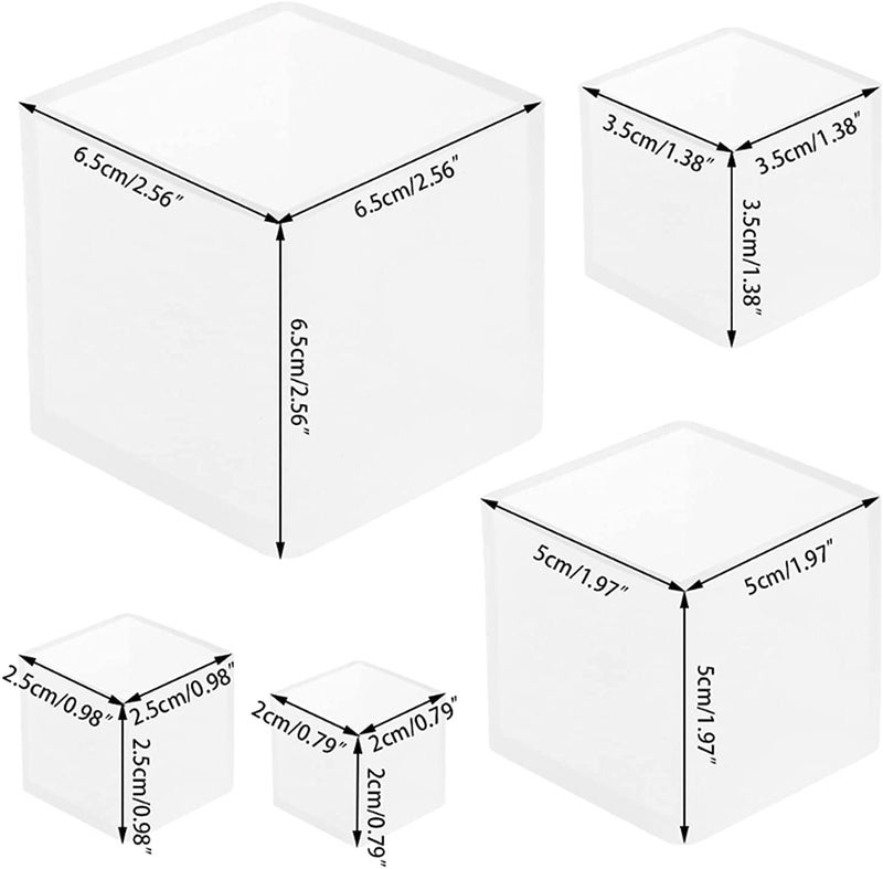 KIRA KIRA Box Square Resin Mold Silicone Mould: 5PCS Cube Resin Mould 5 Differet Sizes Art DIY Jewelry Keychain Making Kit Candle Box Decorative Craft Epoxy Casting Mould Set-(3) - Image 3
