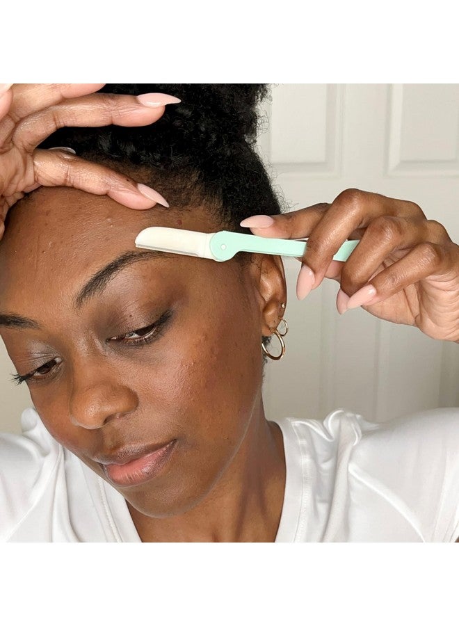 Contours Rx Derma Blades - Facial Razor & Dermaplaning Tool for Peach Fuzz, Bikini Line, Eyebrows, Arms and Neck - Portable Stainless Steel Face Razors with Foldable Handle (3pk) - Image 4