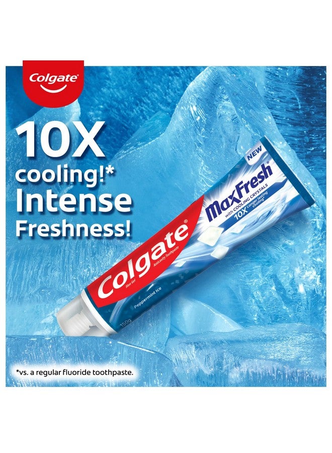 Colgate MaxFresh Breath Freshner Oral Care Toothpaste, 300g Saver Pack (150g x 2), Peppermint Ice, Blue Gel Paste with Menthol & Cooling crystals for bad breath control - Image 3