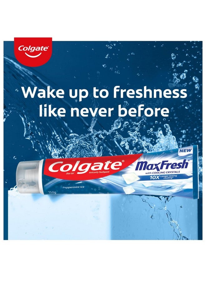 Colgate MaxFresh Breath Freshner Oral Care Toothpaste, 300g Saver Pack (150g x 2), Peppermint Ice, Blue Gel Paste with Menthol & Cooling crystals for bad breath control - Image 5