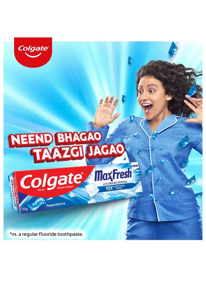 Colgate MaxFresh Breath Freshner Oral Care Toothpaste, 300g Saver Pack (150g x 2), Peppermint Ice, Blue Gel Paste with Menthol & Cooling crystals for bad breath control - Image 2