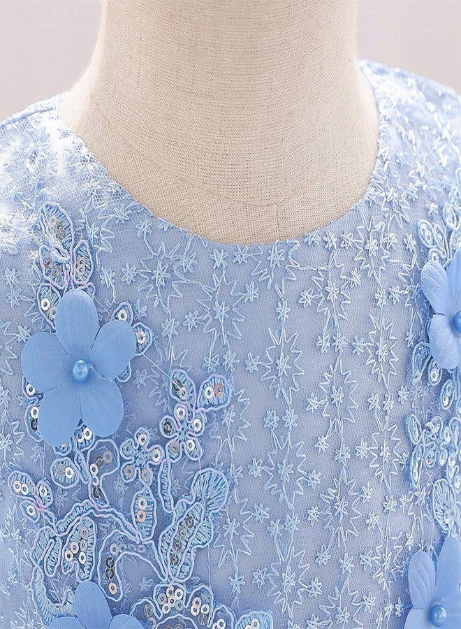 OBEEII Infant Toddler Girls Embroidery Flower Sequin Bead Ruffle Tulle Dress Baptism Christening First Communion Birthday Party Special Occasion Photography Prop - Image 4