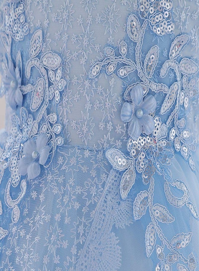 OBEEII Infant Toddler Girls Embroidery Flower Sequin Bead Ruffle Tulle Dress Baptism Christening First Communion Birthday Party Special Occasion Photography Prop - Image 5