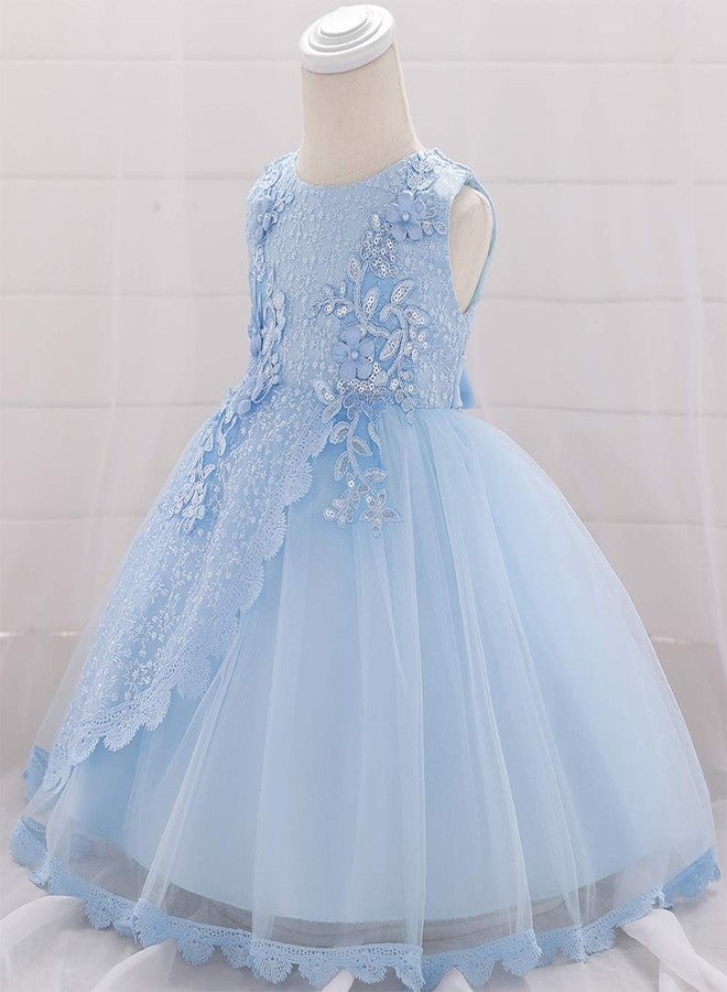 OBEEII Infant Toddler Girls Embroidery Flower Sequin Bead Ruffle Tulle Dress Baptism Christening First Communion Birthday Party Special Occasion Photography Prop - Image 2