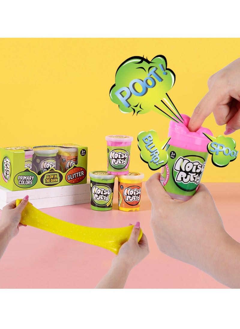 Cutie Cute Noise Putty 3 Set Tray Variety Pack Glow in The Dark Putty Glitter Putty Original Noise Putty Slime Fidget Toy Stress Toy Party Favor Toys for Kids  - Image 1