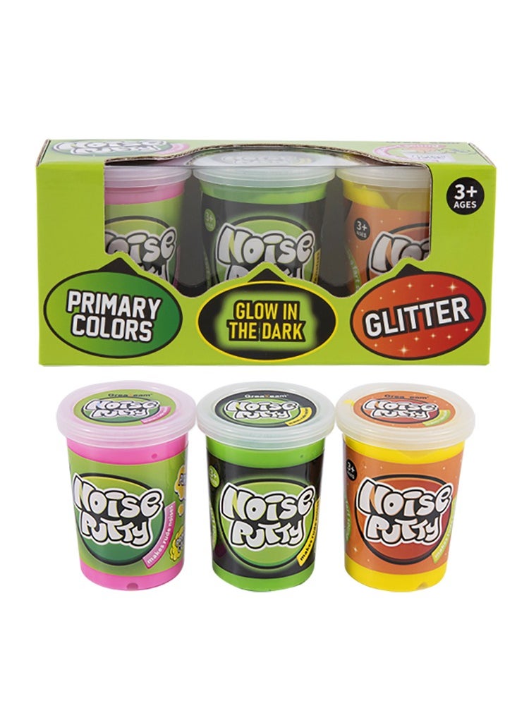 Cutie Cute Noise Putty 3 Set Tray Variety Pack Glow in The Dark Putty Glitter Putty Original Noise Putty Slime Fidget Toy Stress Toy Party Favor Toys for Kids  - Image 2