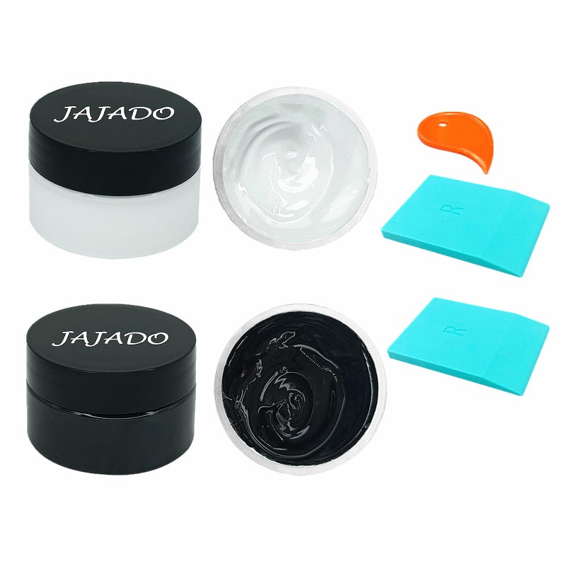 JAJADO 2 Jars Black White Chalk Paste Paint and 2 Pcs Mini Squeegees 17Oz Chalk Paste Silk Screen Stencils for Crafts Reusable Adhesive Stencil Paint Fabric Paint on Wood TShirt - Image 3