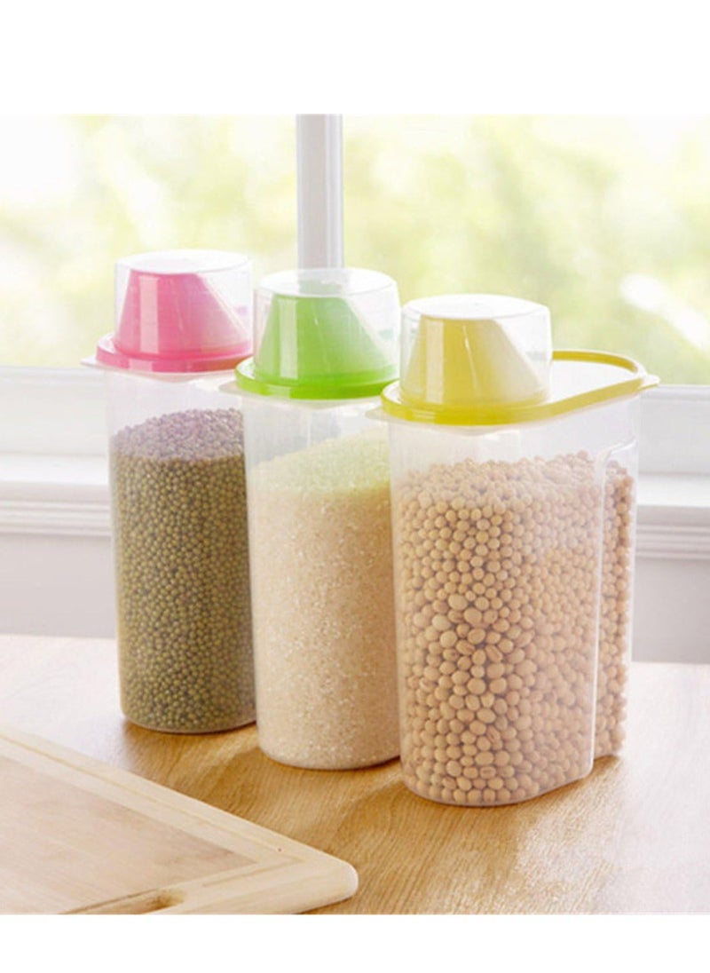 3 pieces of legume container with air-tight lid, used as a measuring cup (multi-colored)