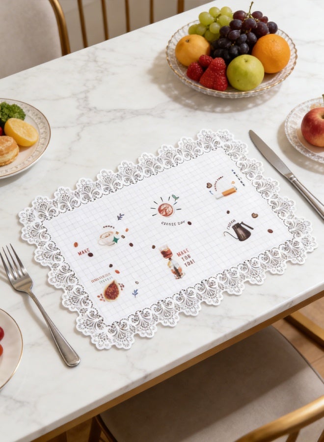 careX Two patterns 6 pieces lace trimmed pvc placemats 30*45 suitable for decorating dining tables washable - Image 5