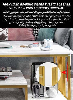 DBLEW Luxurious Faux Marble Rectangle Coffee Table 3 Tier Modern Centre Cocktail Table with Gold Finish Frame 3 Layer Living Room Office Bedroom Storage Home Decoration Furniture Rounded Corners Accent  - Image 4