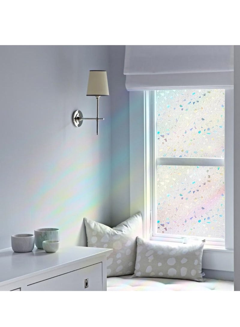 كابتن تيك Window Privacy Film, 3D Decorative Colored Windows Hidden UV Non-adhesive Electrostatic Stained Glass Window Decals Static Adhesion Gravel Design DIY Cuttable Home Decoration (45x200 cm) - Image 2