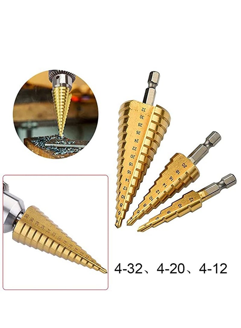 Large HSS Steel Step Cone Drill Titanium Bit Set Perfect Bits suitable for drill holes in various material High-Speed Set  - Image 5