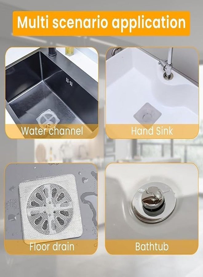 TEZURTH Disposable Shower Drain Hair Catcher, Drain Hair Catcher Waterproof Mesh Stickers for Bathroom Accessories, Apartment Essentials for Kitchen, Sink, Bathtub (4" X 4") - Pack of 4 - BZ1281 - Image 5