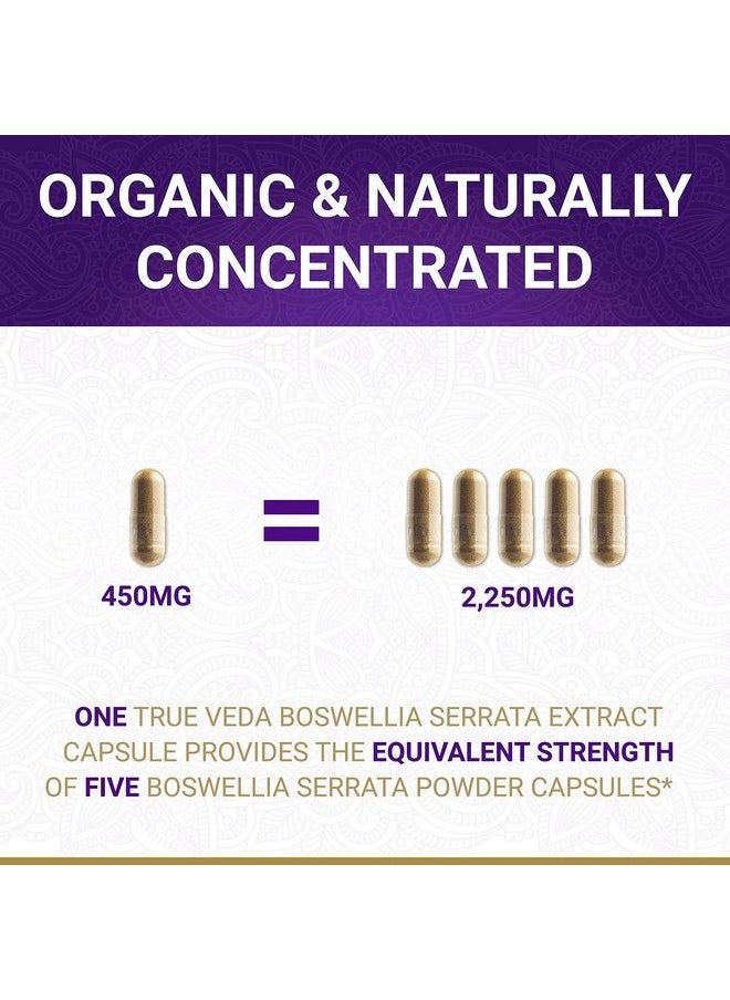 True Veda - Organic Boswellia Extract Capsules Boswellia Serrata Extract Capsules ; Usda Organic Supplement ; 5:1 Extract ; Max Strength 75% Boswellic Acid ; Boswellia Complex ; 60 Vegan Boswellia Capsules - Image 1